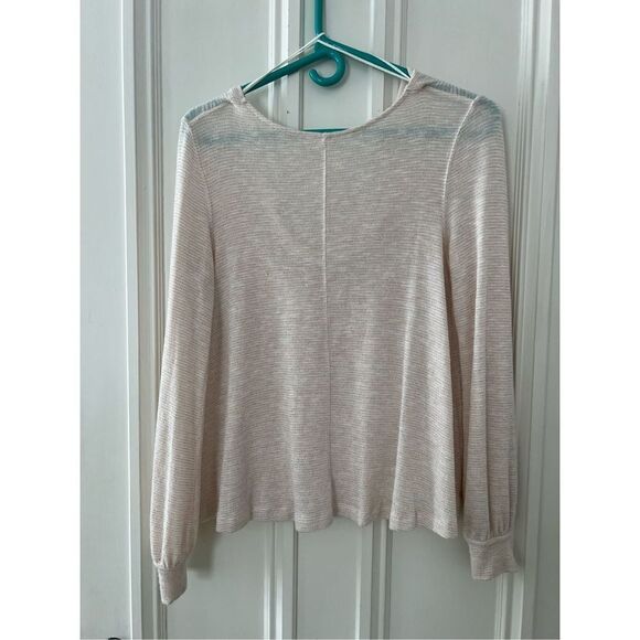 Free People cream and gold striped drop neck long sleeve peasant top S - Picture 2 of 7